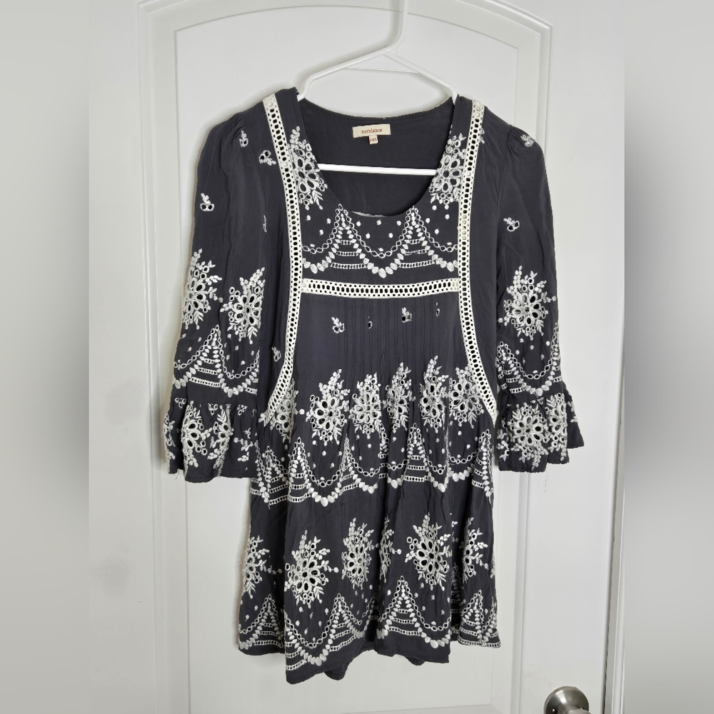 23. Sundance Embroidered Mini Dress – XS Petite – Charcoal